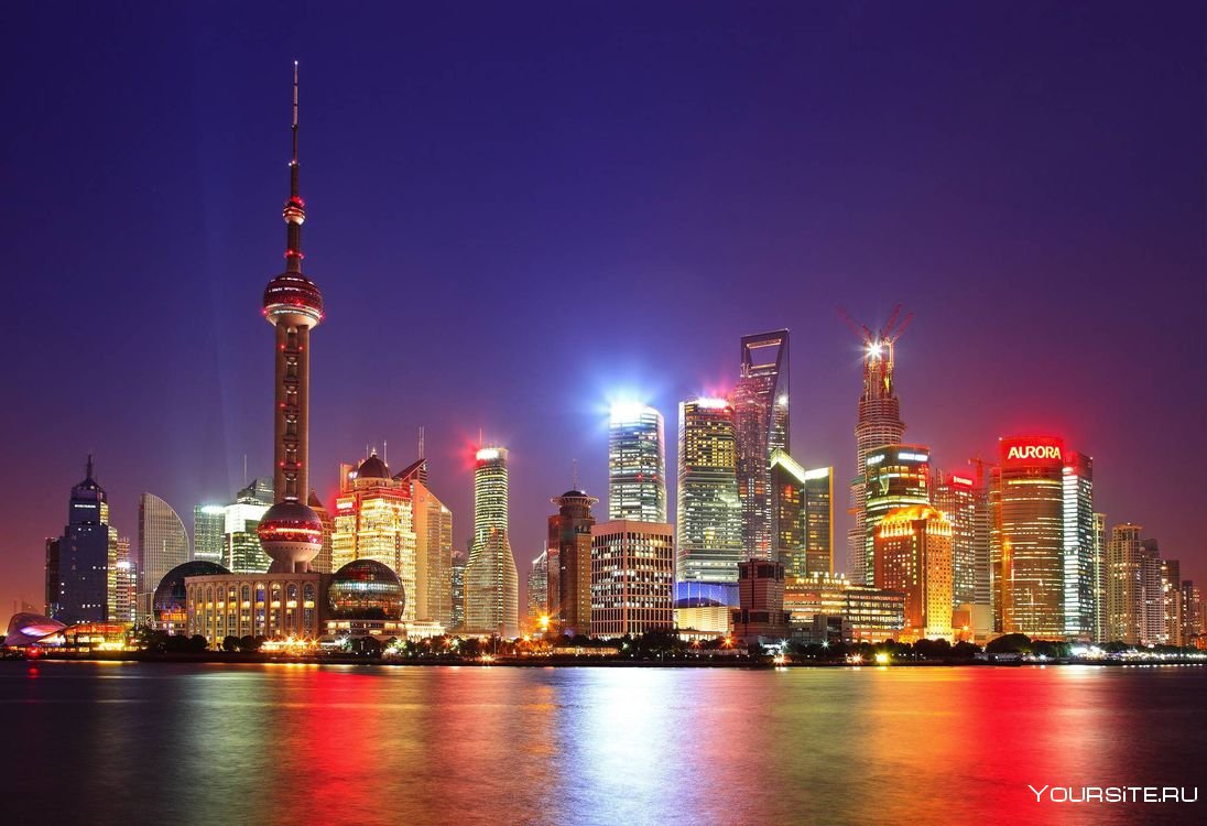 Китай ночной город Шанхай