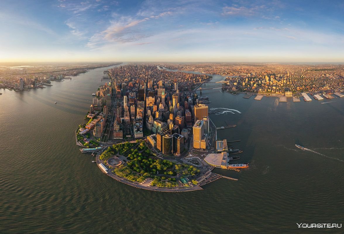 Нью-Йорк с высоты птичьего полета панорама
