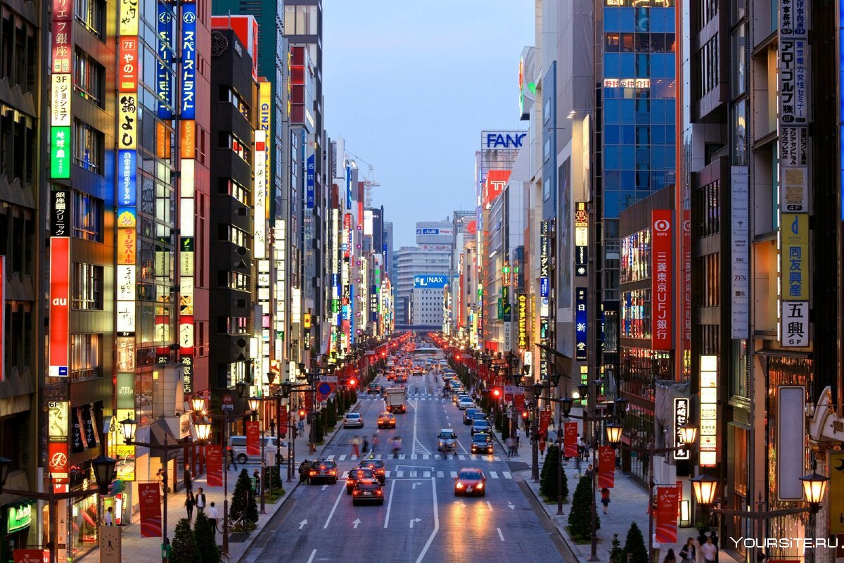 Район Гинза в Токио улочки