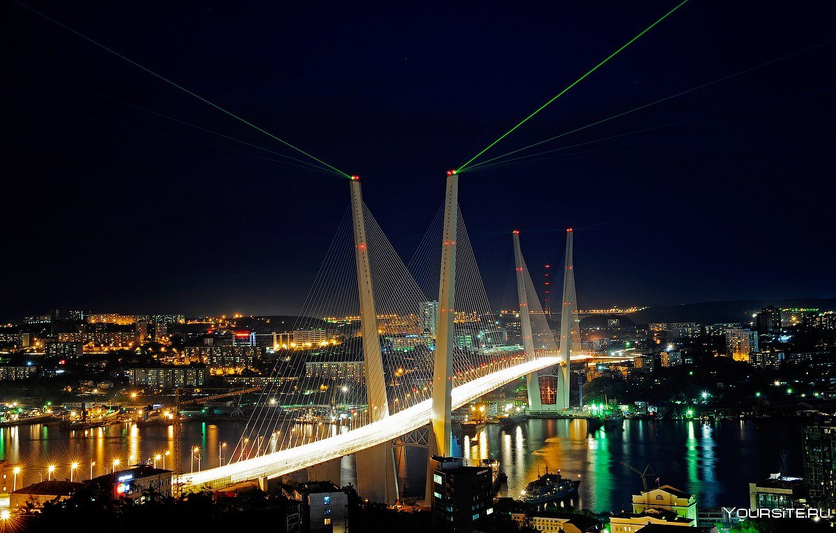 Мост золотой Рог Владивосток ночью