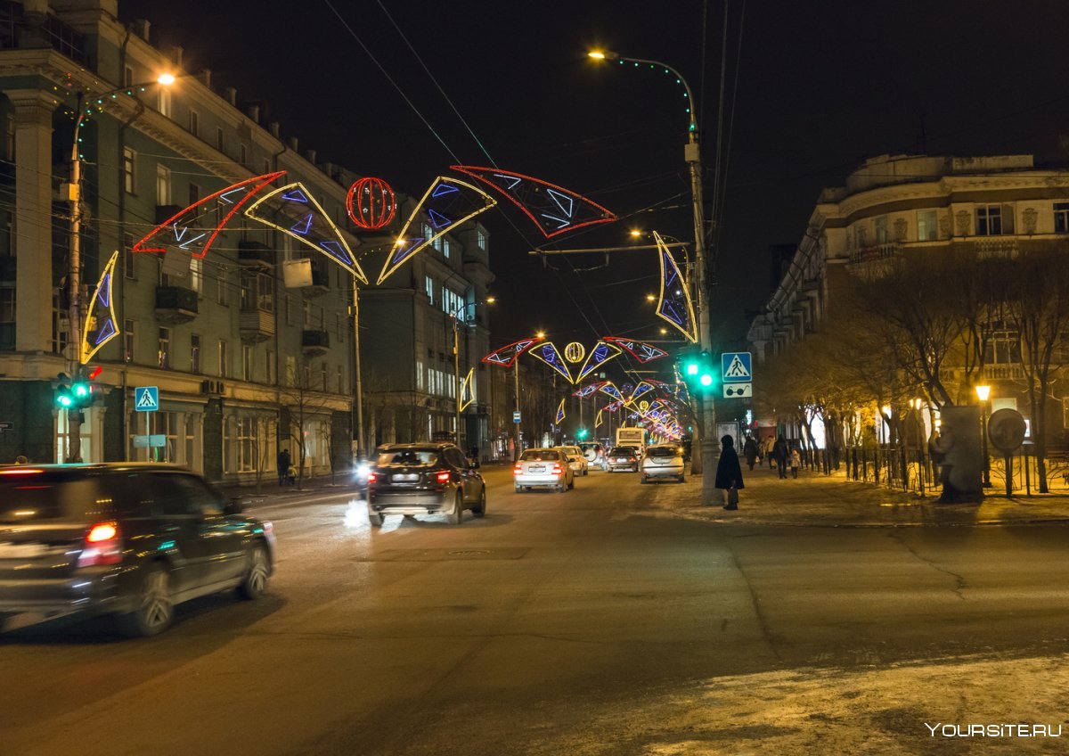 Улица мира Красноярск ночью