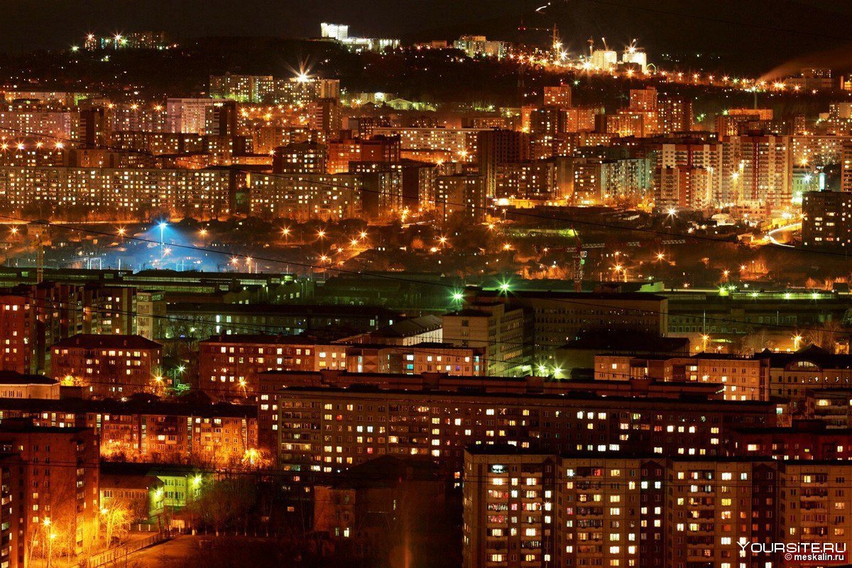 Ночной вид города Красноярска