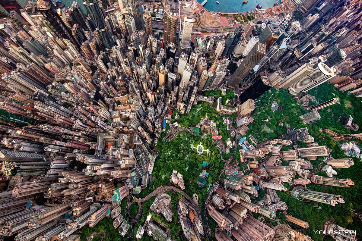 Каменные джунгли Гонконга с высоты