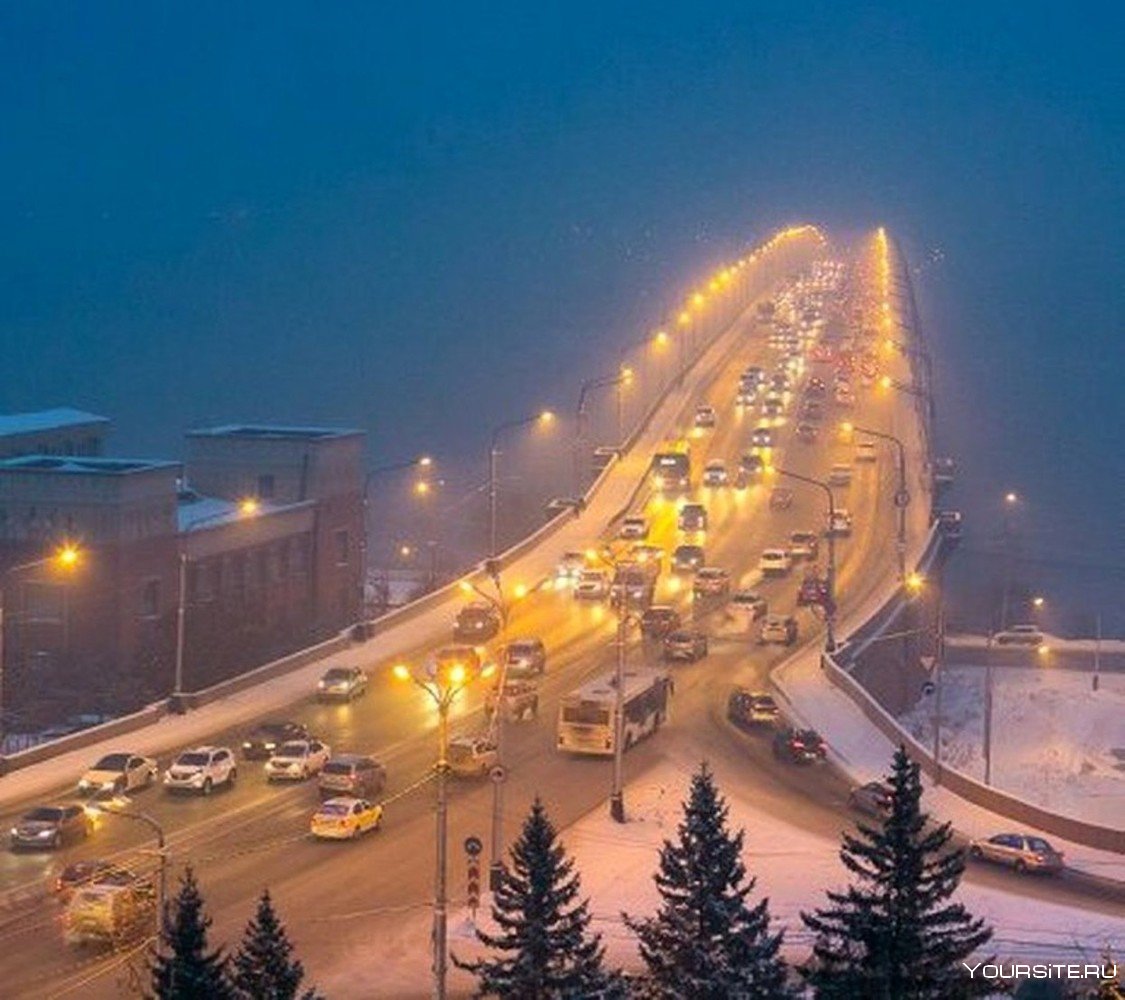 Зимний ночной Красноярск