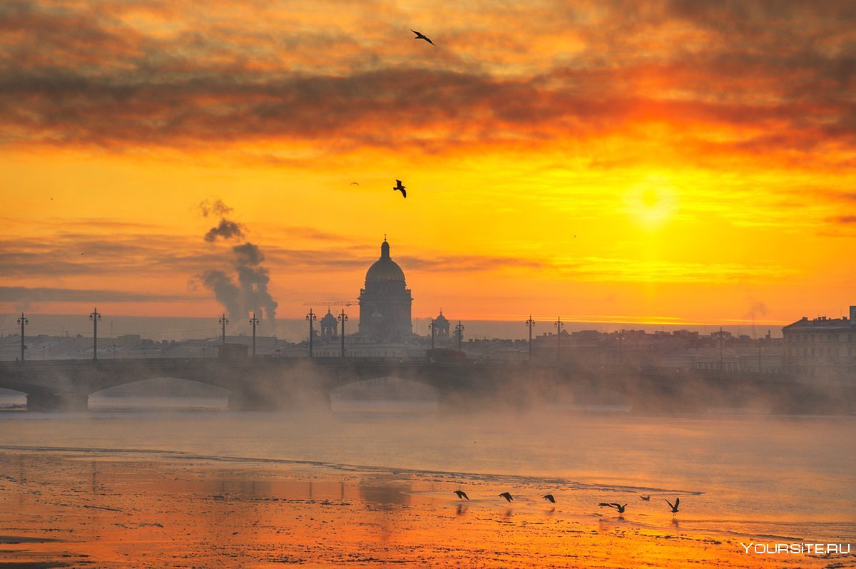 Туман Нева Санкт Петербург