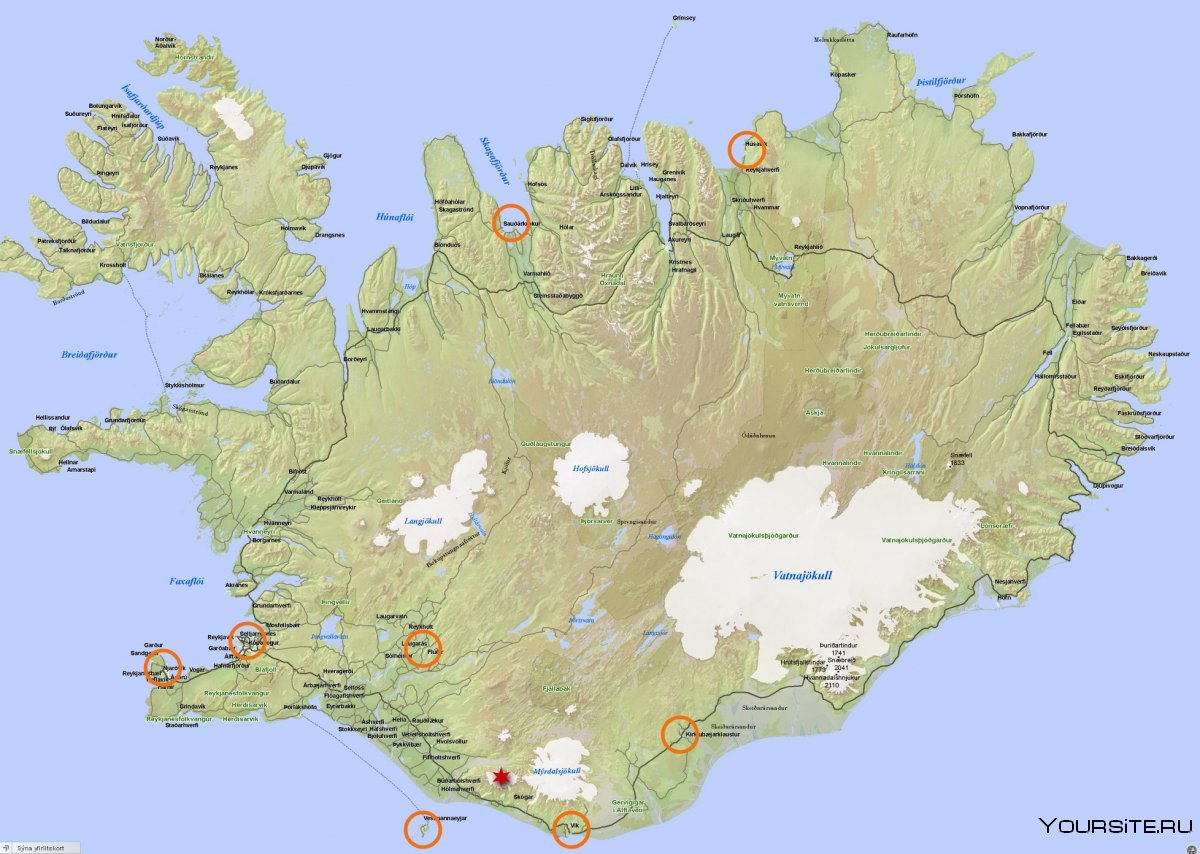 Исландия на карте мира