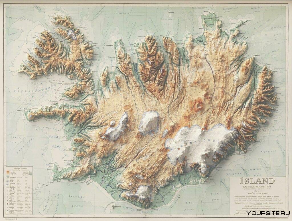 Рельефная карта Исландии