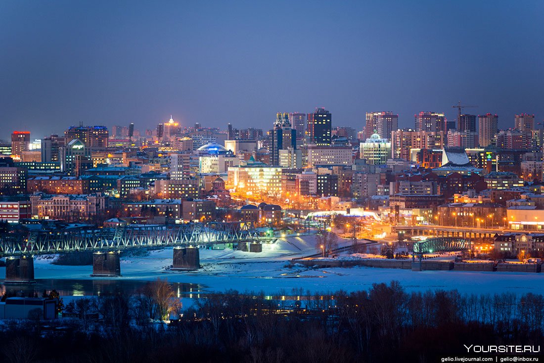 Ночной зимний Новосибирск