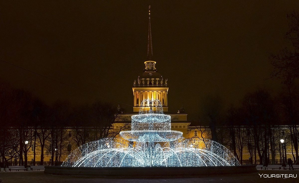 Адмиралтейство в Санкт-Петербурге фонтан зимой