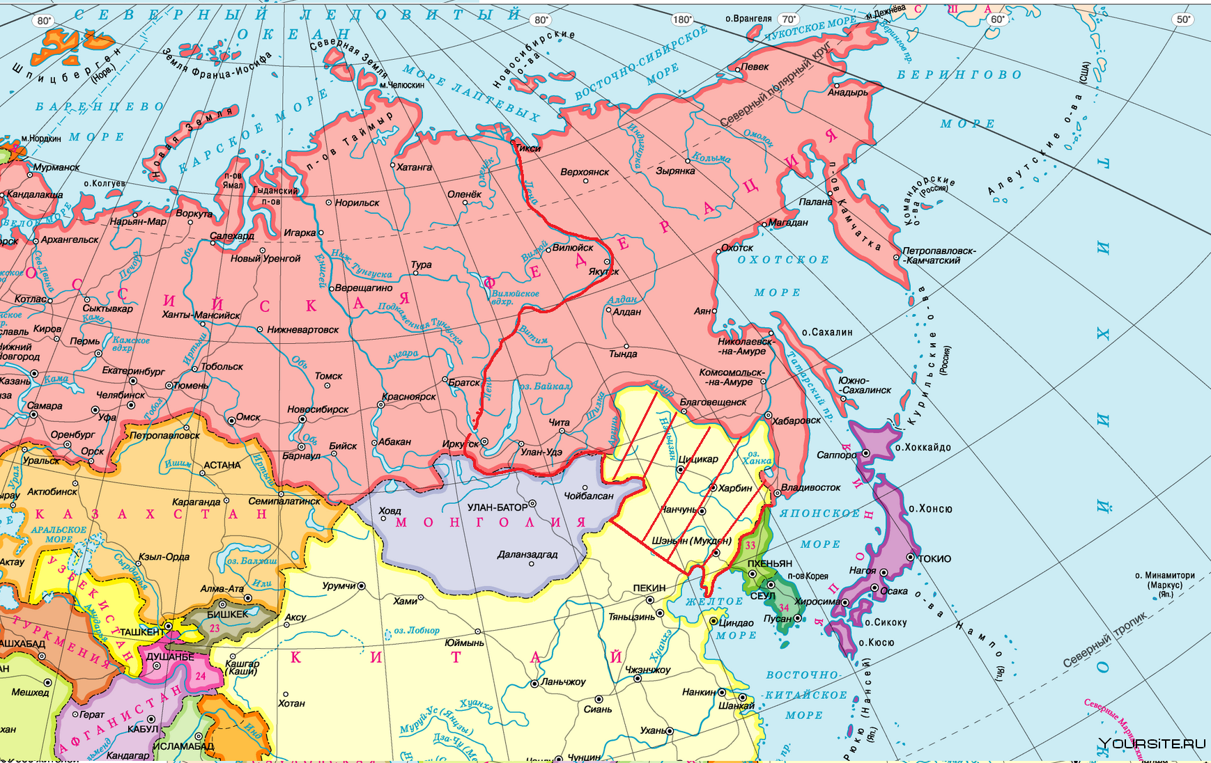Где проходит граница россии со странами. Карта России с соседними странами. Страны соседи России на карте. Карта РФ И соседних стран. Восточная граница России.