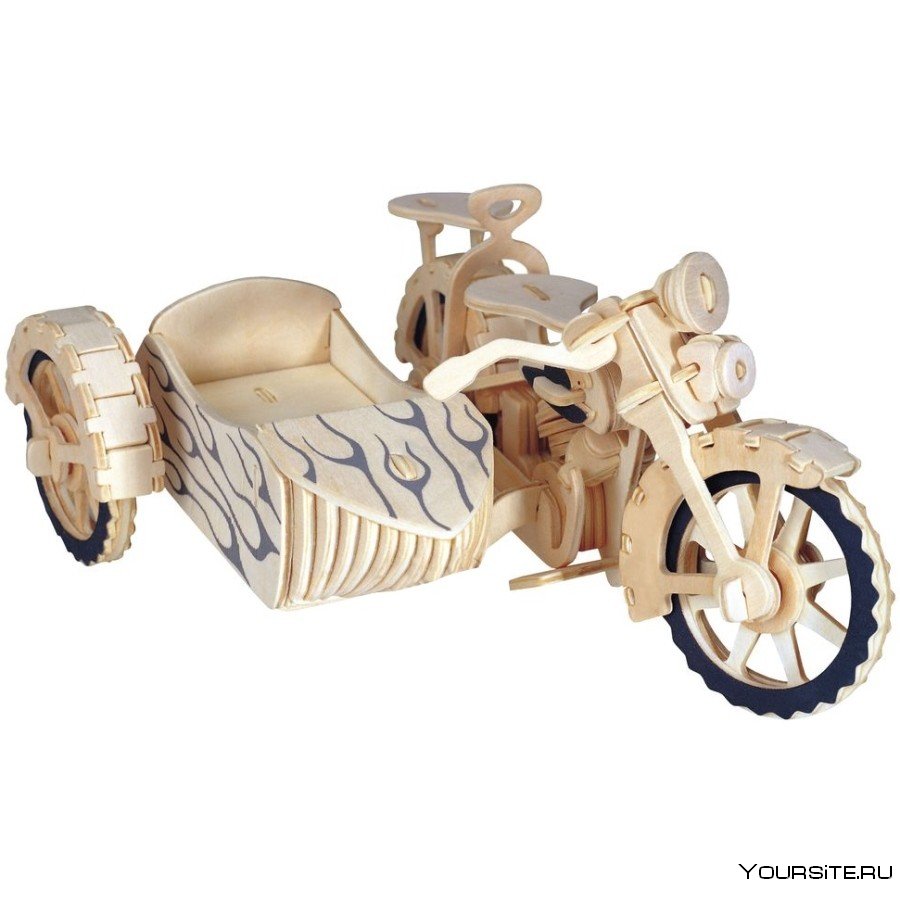 Сборная деревянная модель мотоцикл с коляской