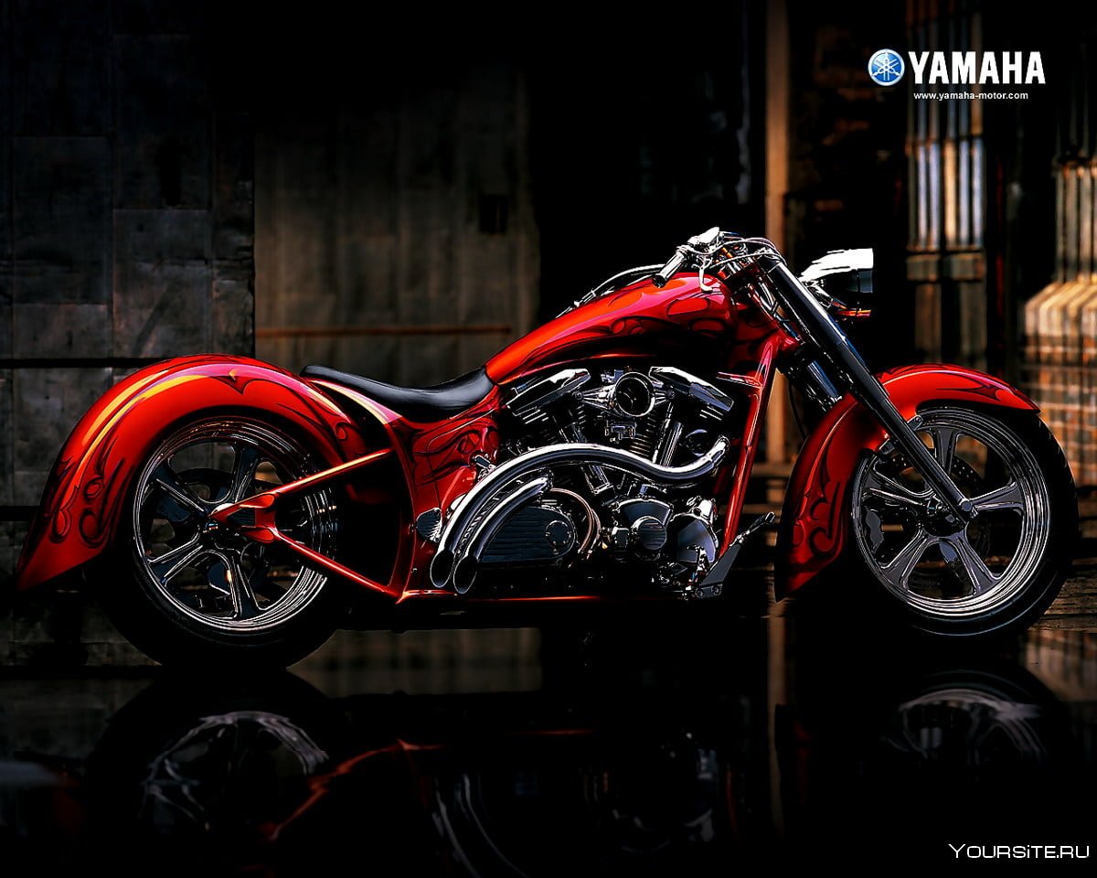 Harley Davidson чоппер красный