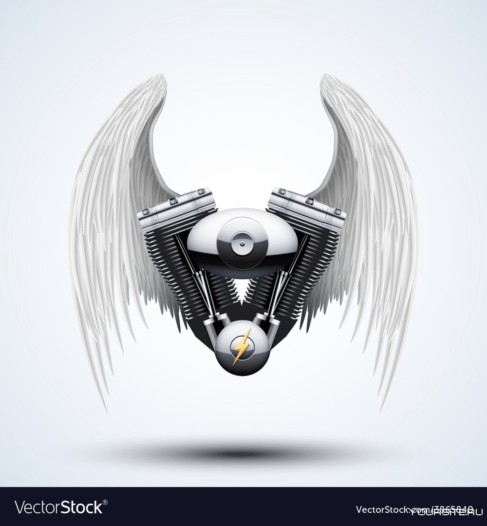 Мотоцикл с крыльями ангела