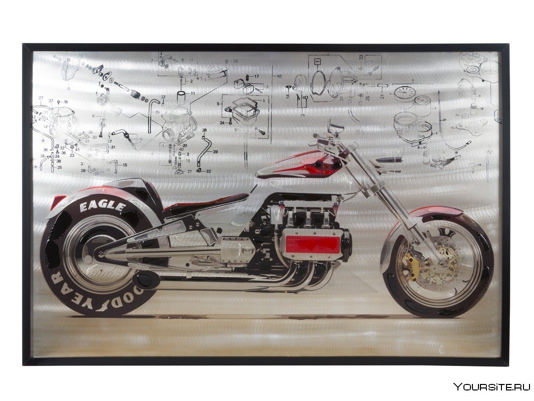 Фреска мотоцикл с бабой на стену
