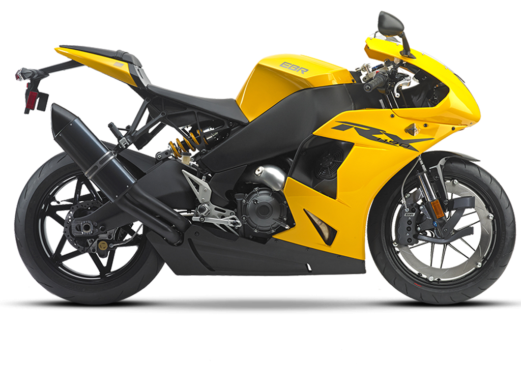 Желтый мотоцикл в гонке
