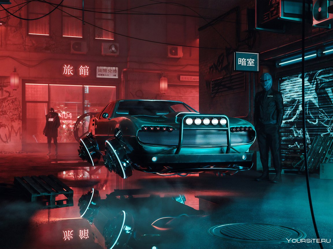 Cyberpunk 2077 город 4k Neon