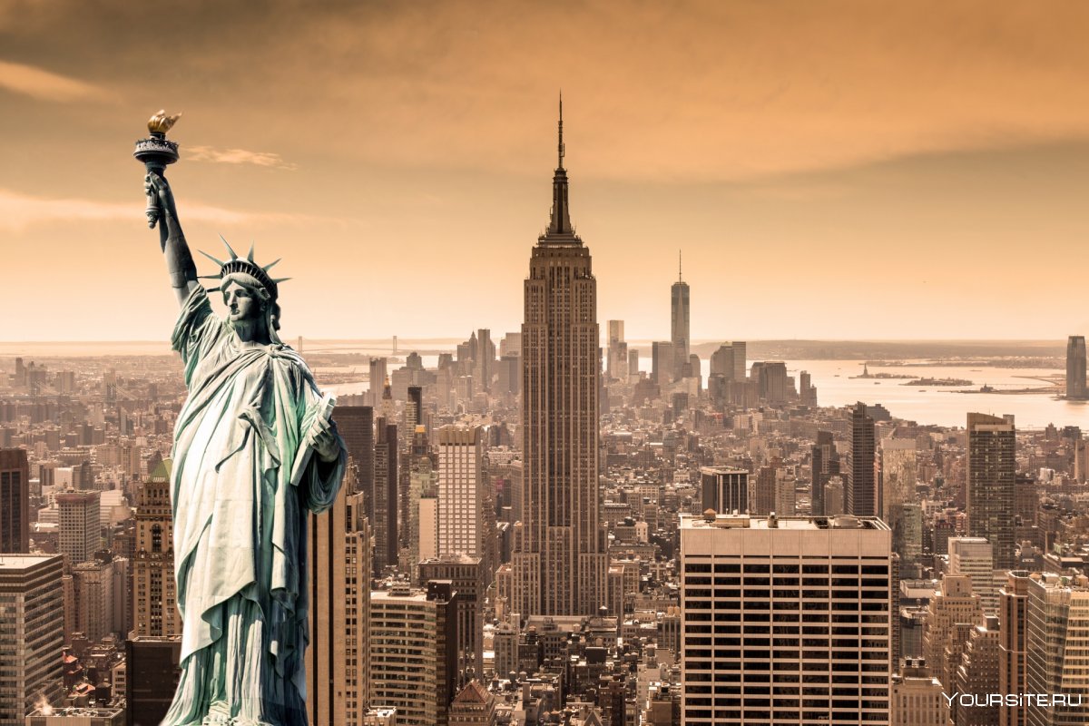 Нью Йорк панорама статуя свободы