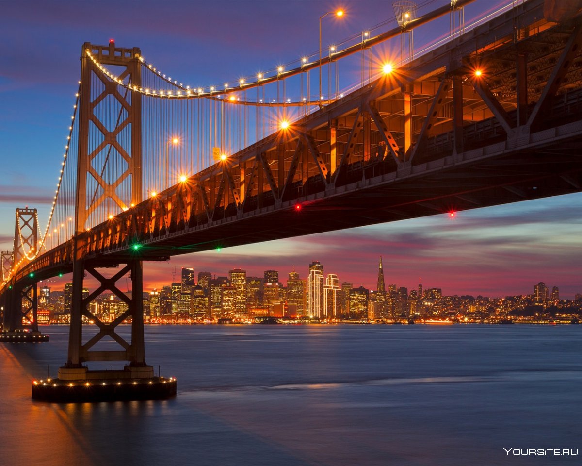 Сан-Франциско ночь Bay Bridge