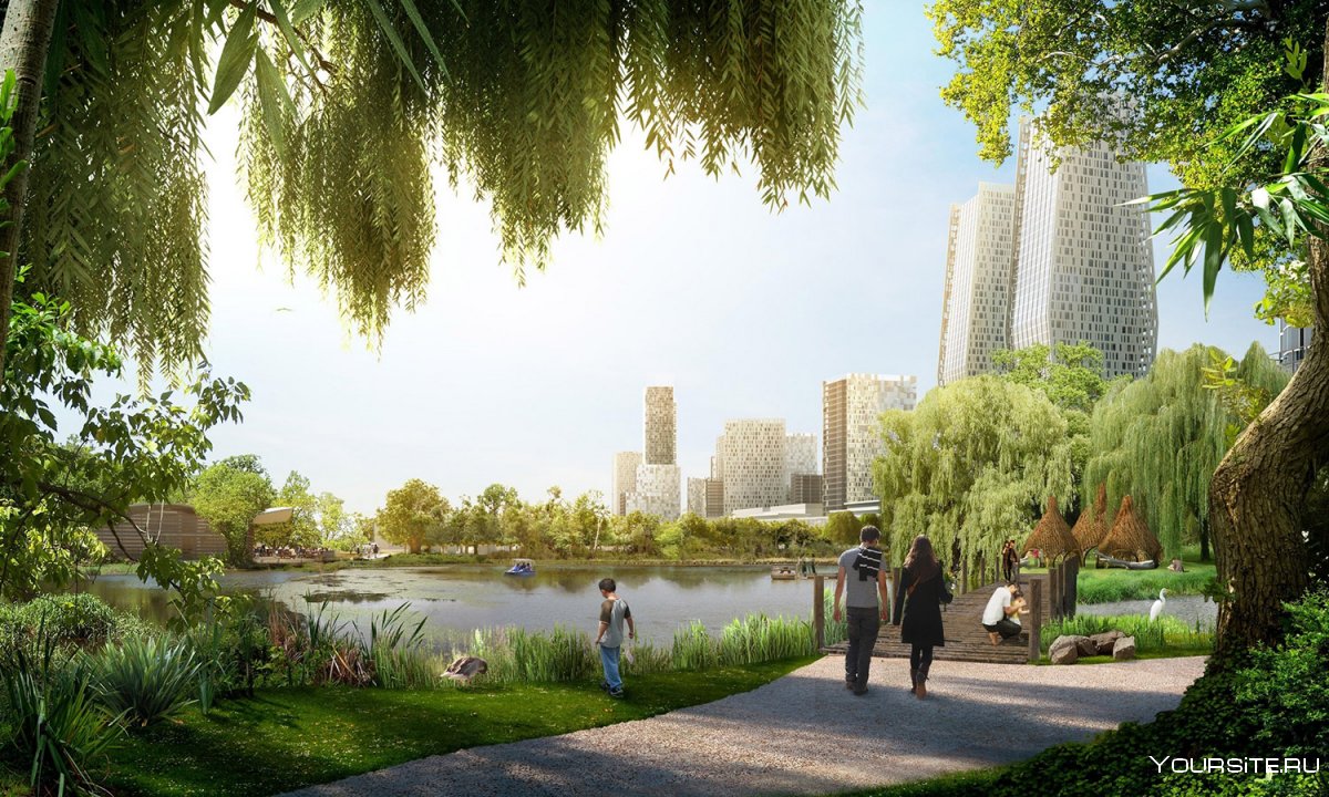 Город будущего с зеленью