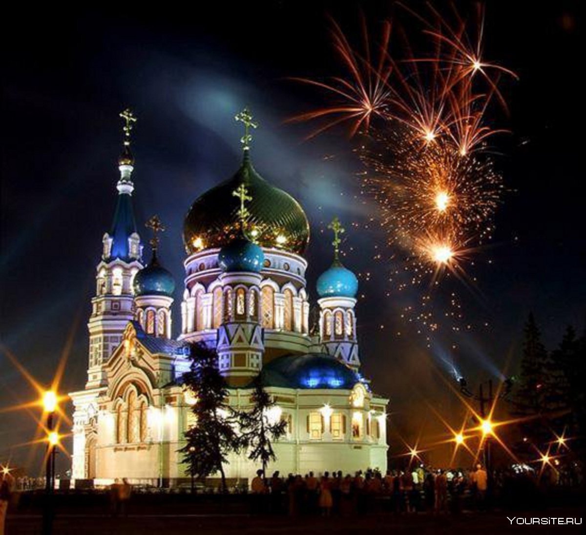 Успенский собор Омск ночью
