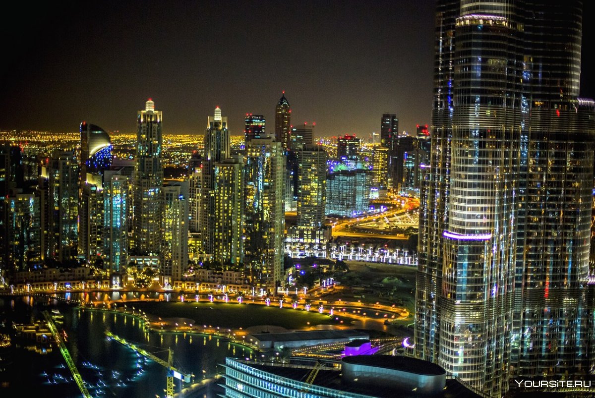 Дубаи панорама ночь