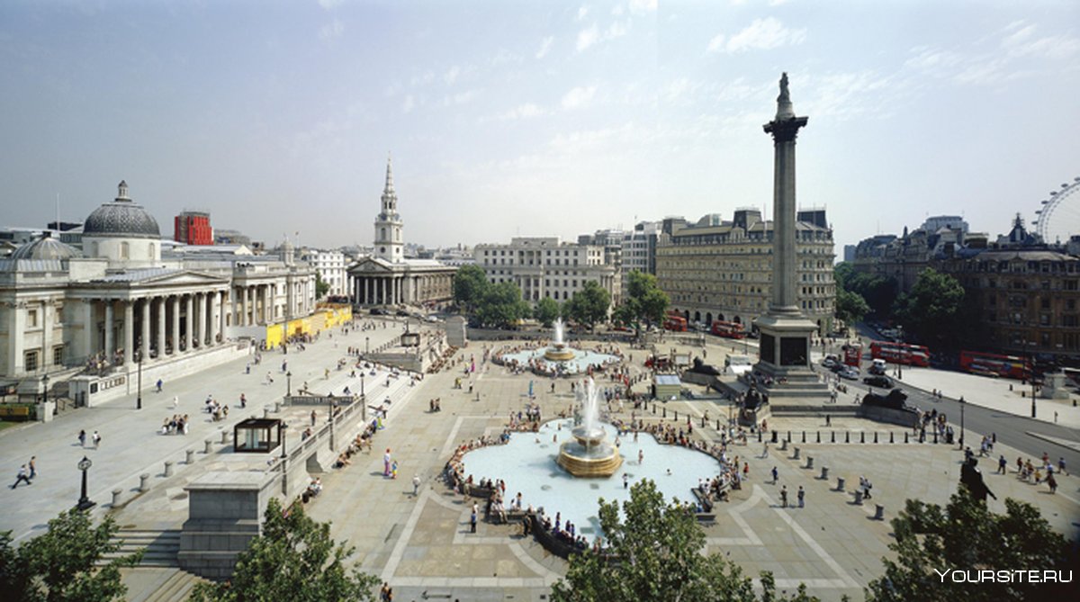 В Лондоне Trafalgar Square в Лондоне