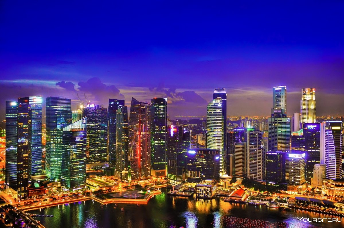 Сингапур высотки ночной