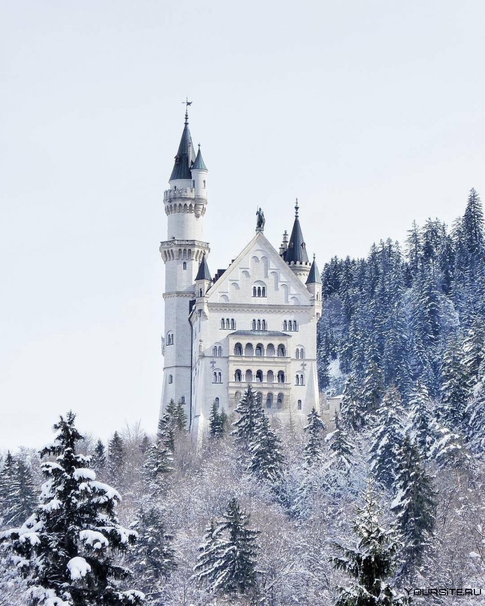Нойшванштайн замок зима снег