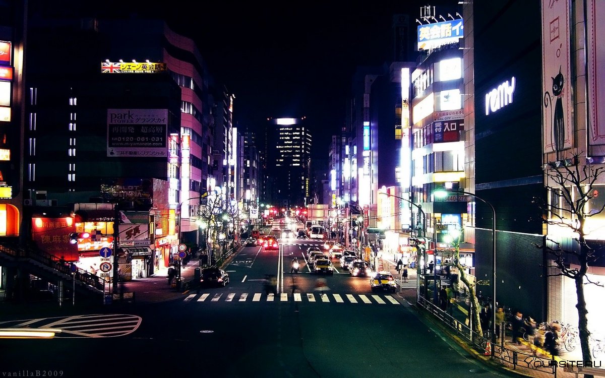 Япония Токио улицы ночью