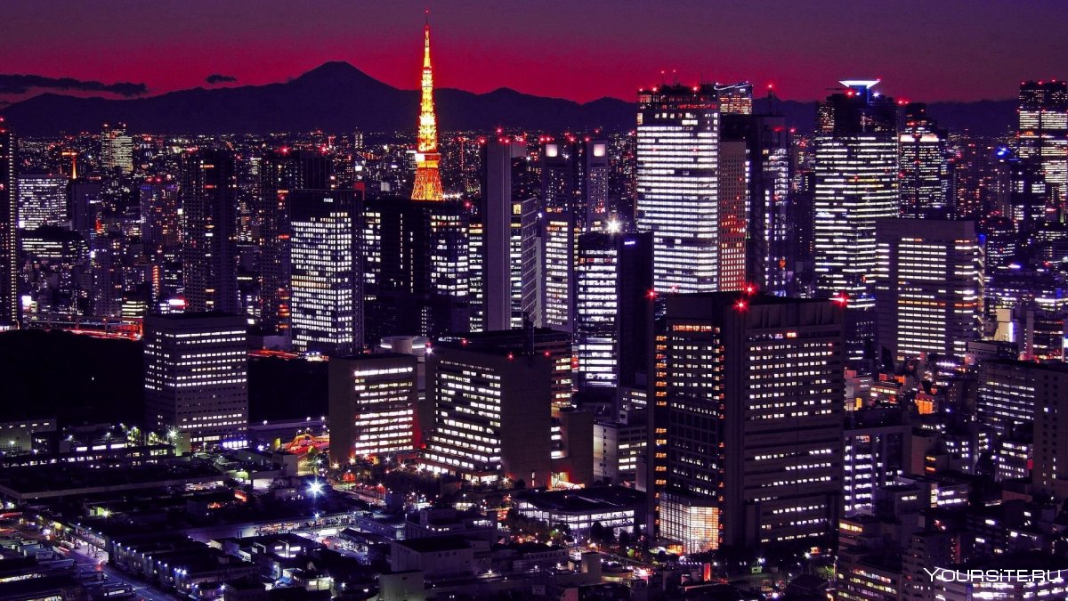 Ночной город Токио Япония
