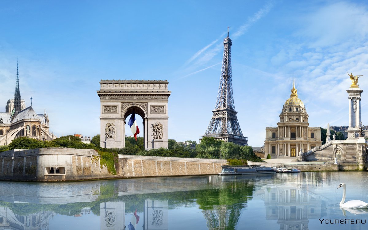 Лувр Эйфелева башня собор Парижской Богоматери
