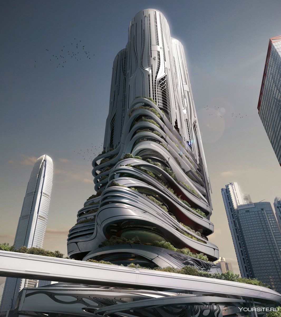 Футуристическая архитектура Дубаи небоскрёбы