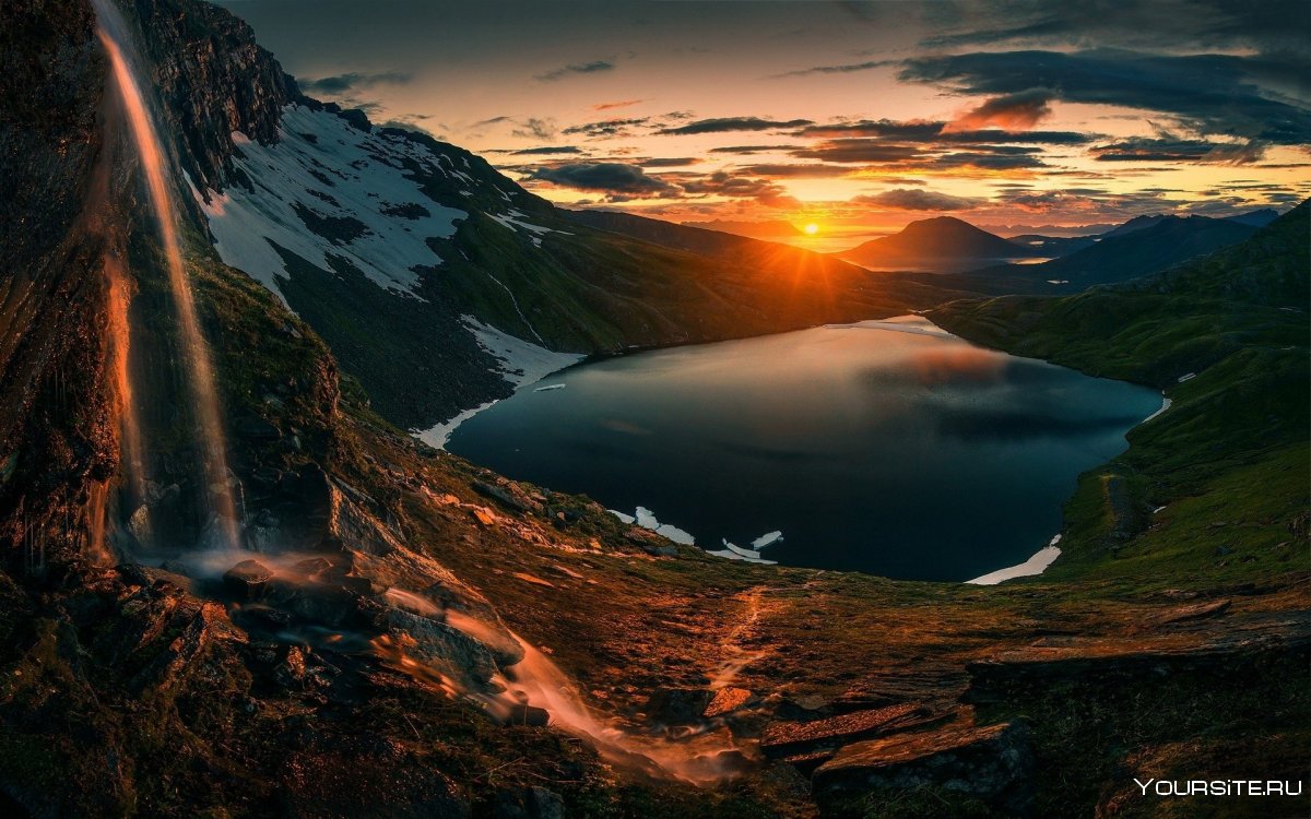 Норвегия фьорды закат