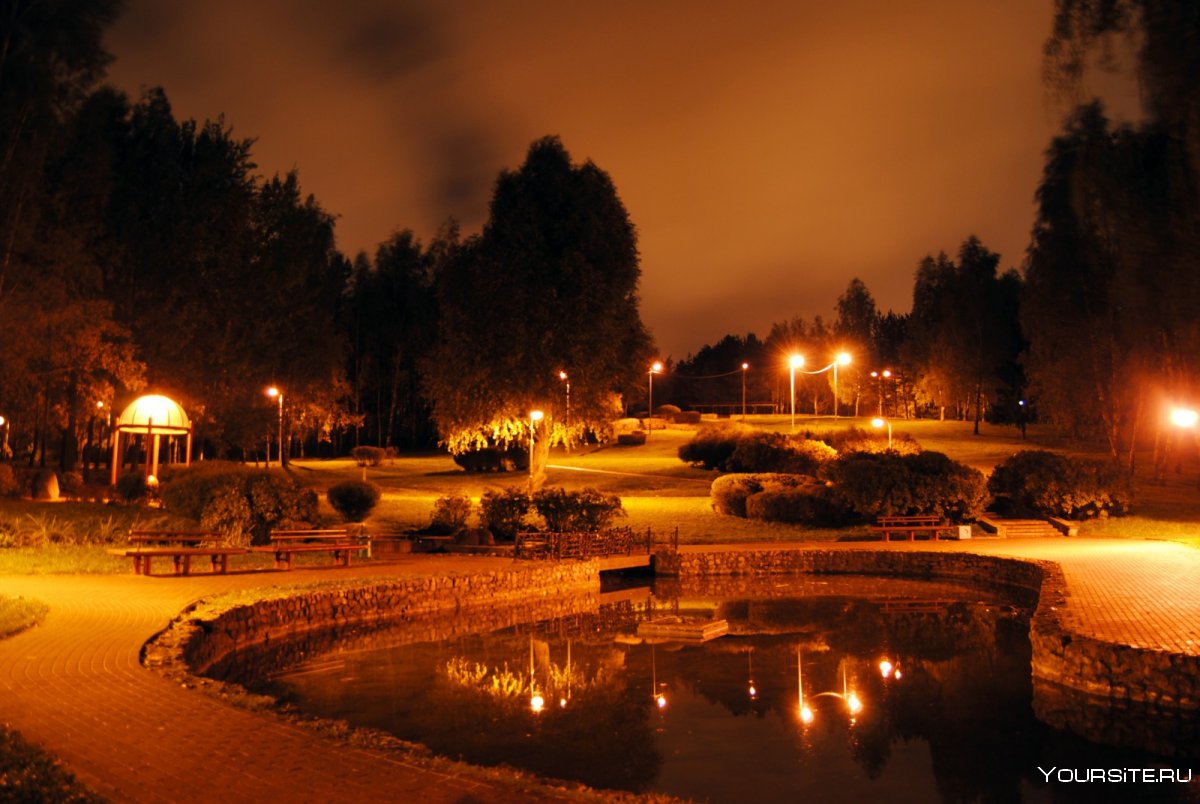Латвийский парк ночью