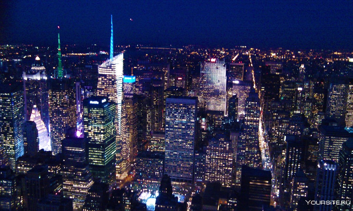 Ночные небоскребы Нью-Йорка
