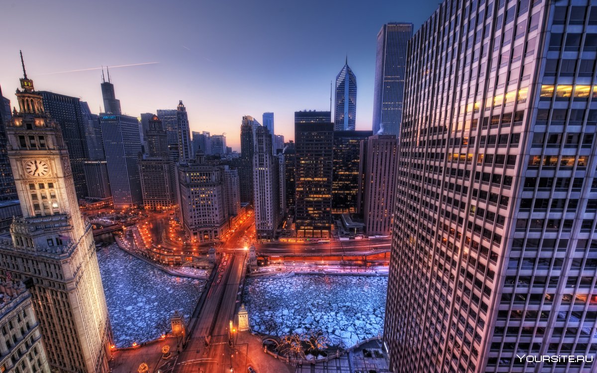 Чикаго Иллинойс США небоскребы вид с воды