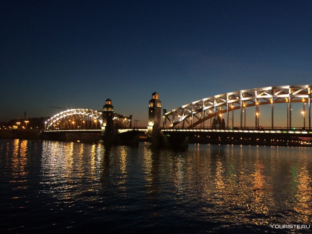 Финляндский ЖД мост ночью