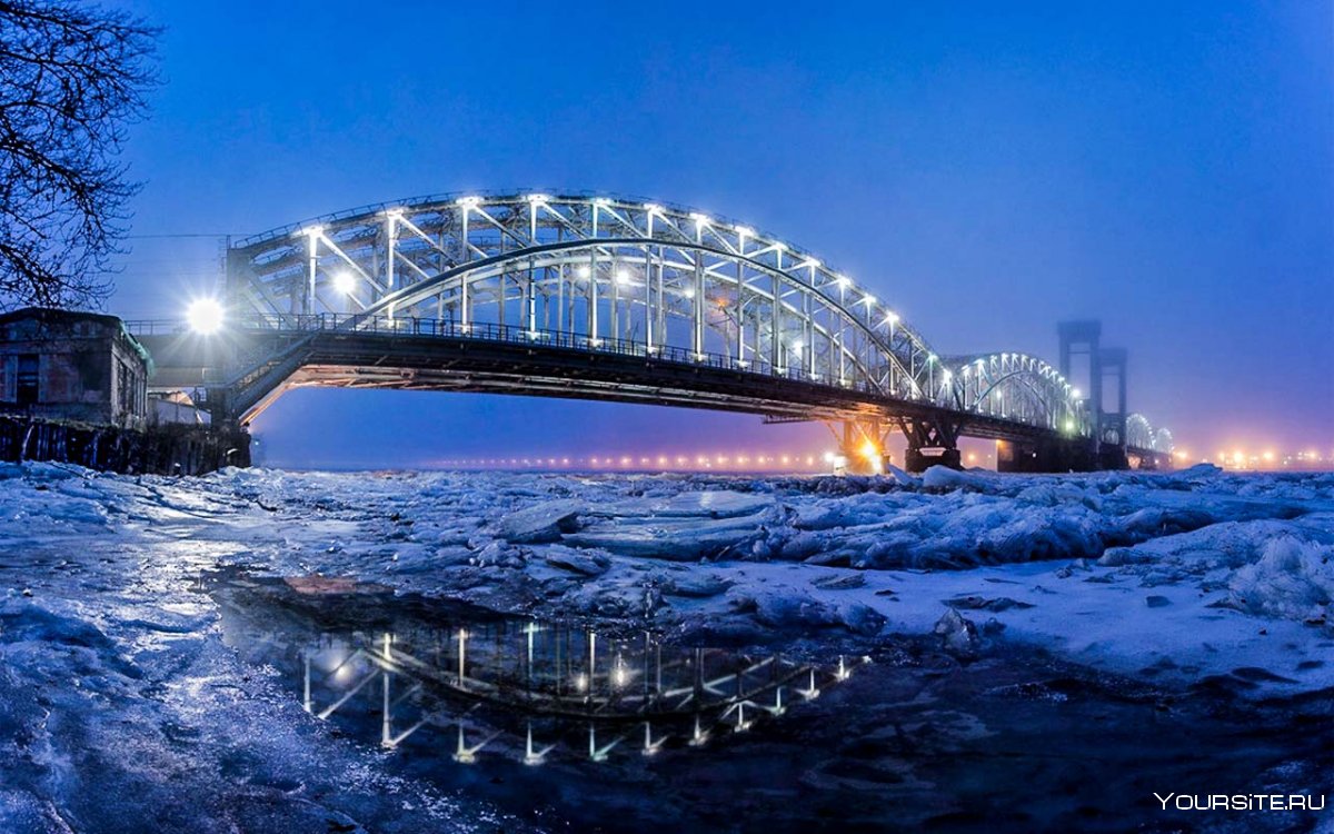 Финляндский Железнодорожный мост зимой