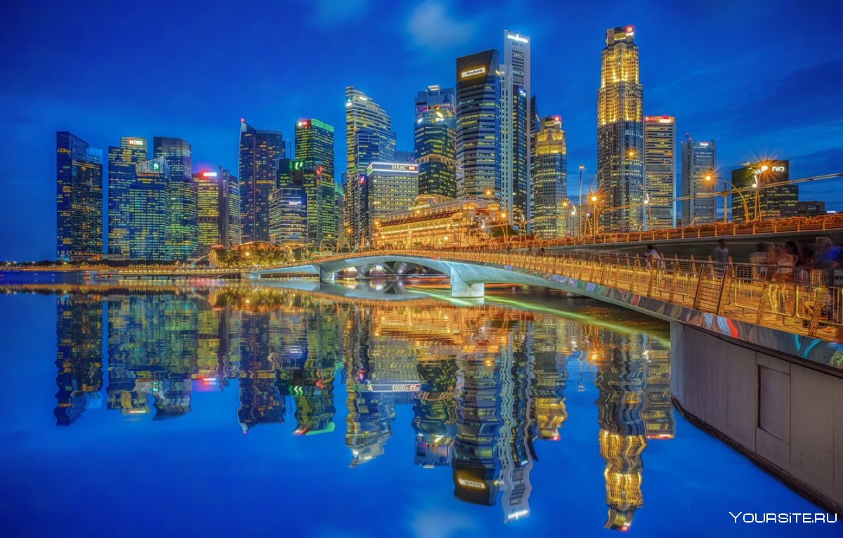 Сингапур ночной город обои