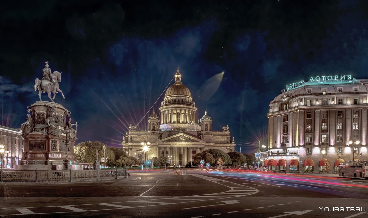 Исаакиевская собор Санкт-Петербург ночью