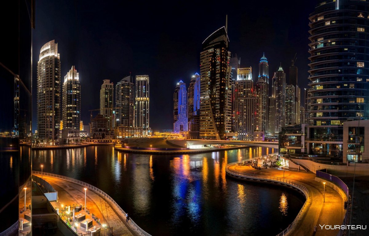 Дубай небоскребы ночью