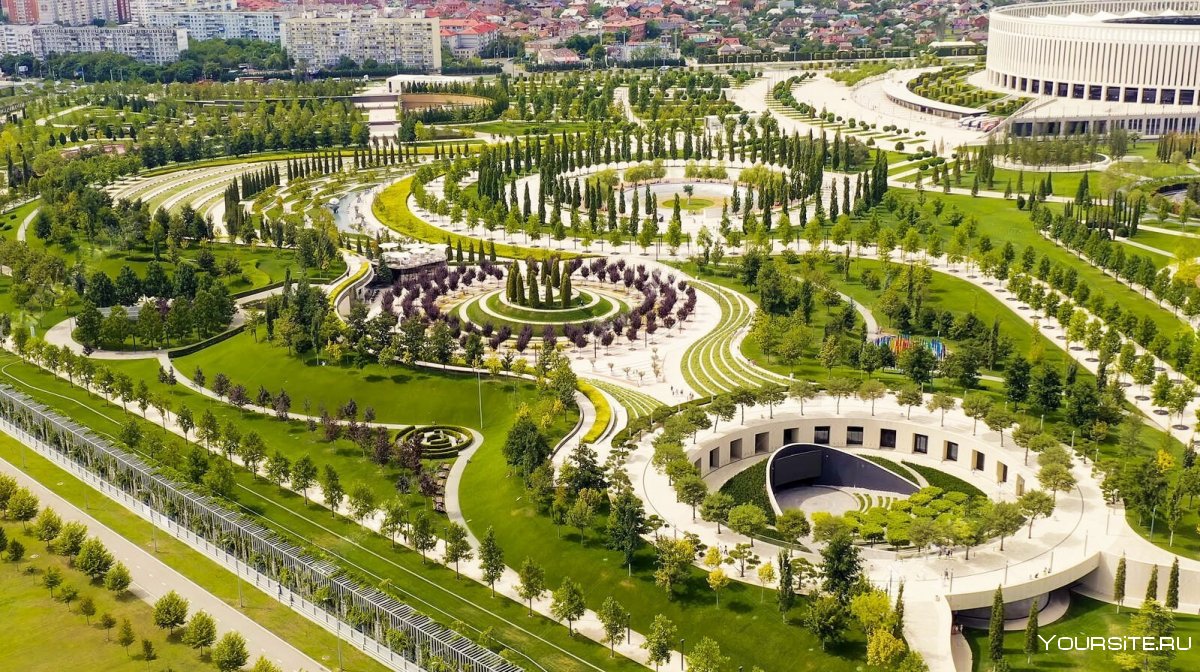 Парк Галицкого в Краснодаре с высоты птичьего полёта