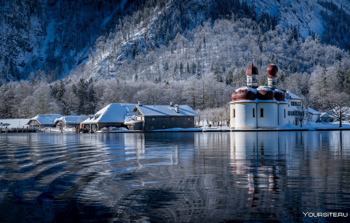 Озеро Кёнигсзе Германия зимой