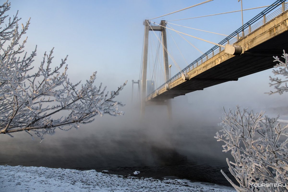 Красноярск Енисей зимой мост