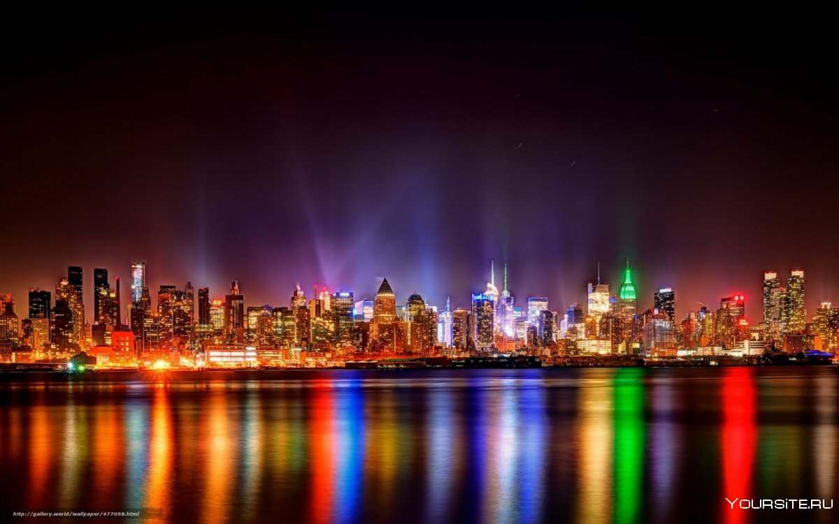 Огни ночного города Нью Йорк