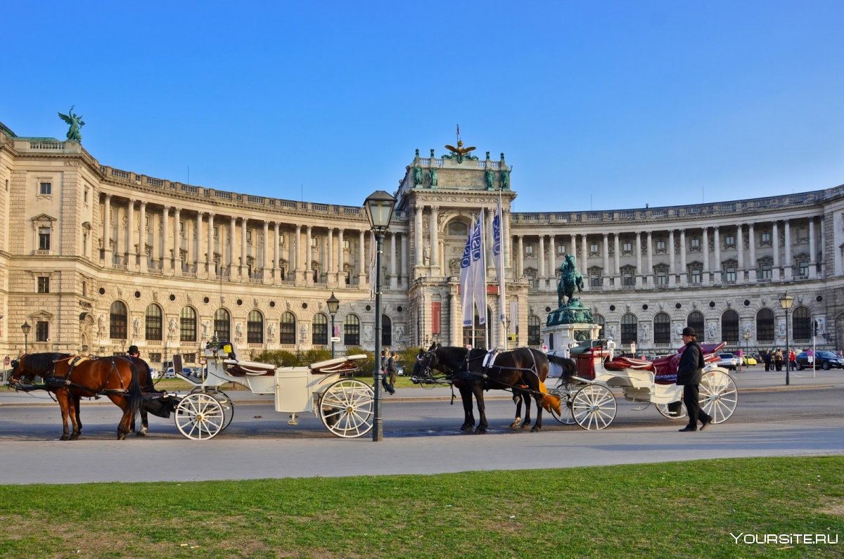 Вена дворец Хофбург конные экипажи