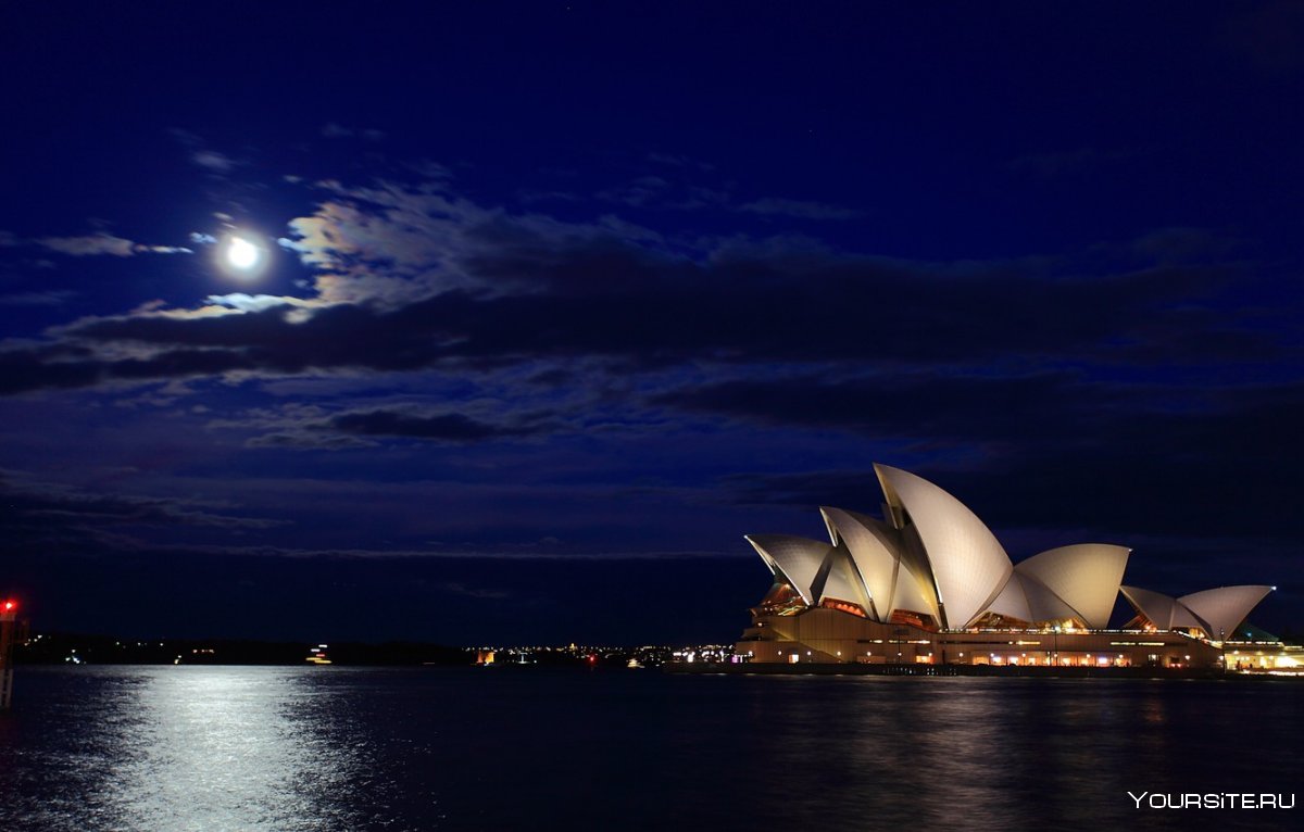 Австралия Сидней оперный театр ночью