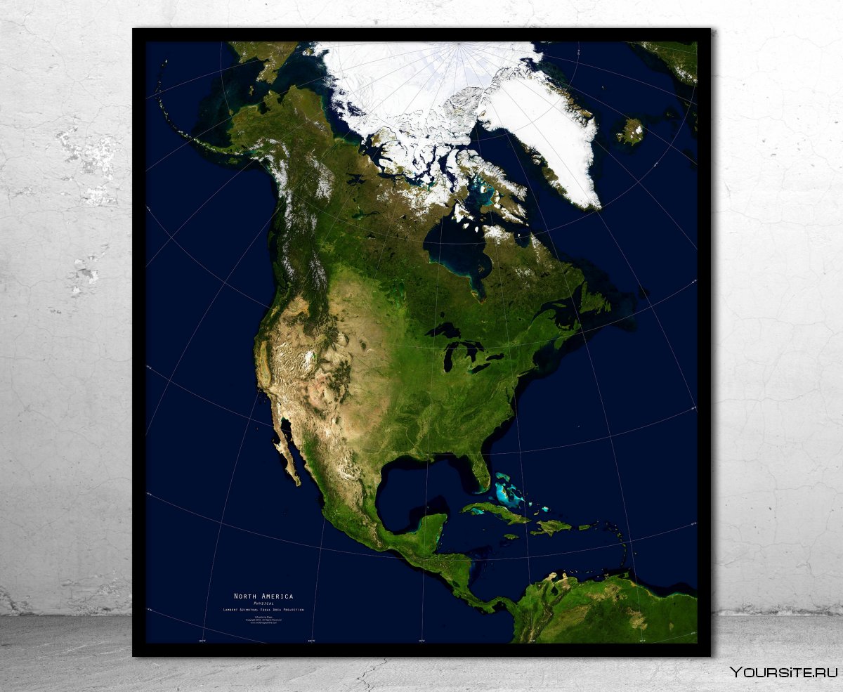 Континент Северная Америка со спутника