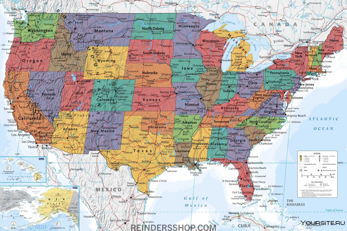 Карта Америки с цветами