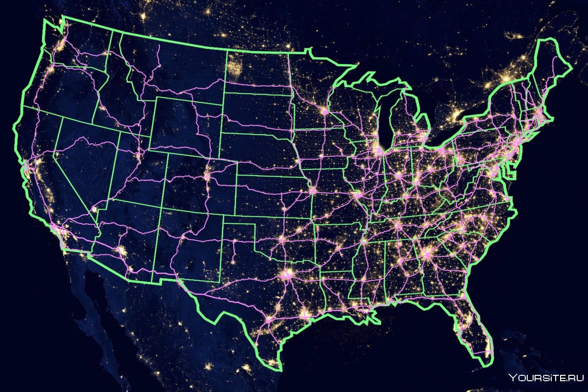 Границы Штатов США на карте